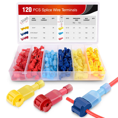 120PC Quick Splice Disconnect Wire Terminals T-Tap Connectors16-14 AWG Insulated - Picture 2 of 13