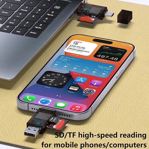 Transparent SD TF Memory Card Reader USB Type-C For Lightning For Iphone - Photo 5/17