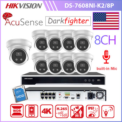 Hikvision 8CH 8POE NVR 4K 8MP AcuSense Darkfighter IP Camera Security System lot