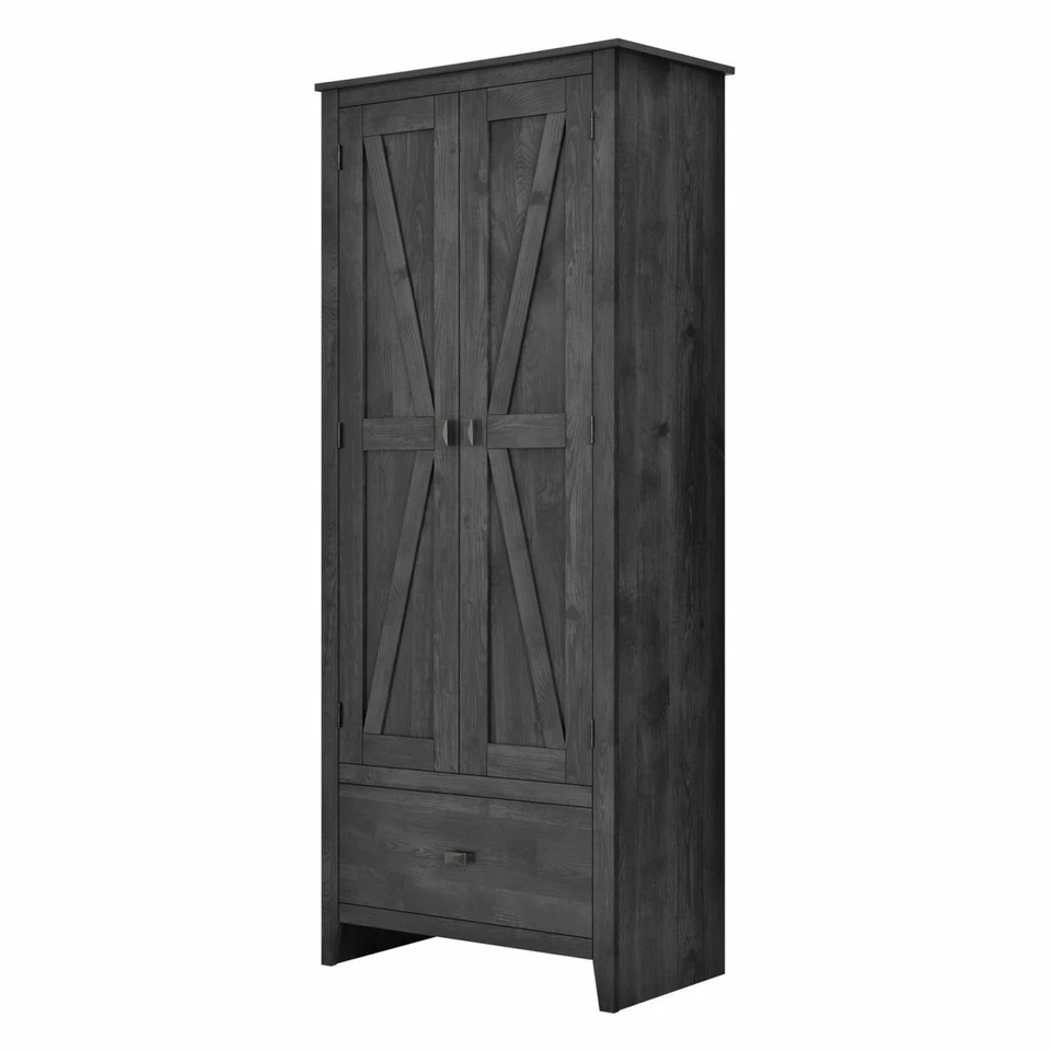 Rustic Gray Grey Pantry Storage Cabinet Shelving Laundry Organizer Utility Doors - Image 4 of 4