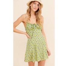 URBAN OUTFITTERS Kamaryn Tie-Front Mini Dress Floral Sleeveless Smocked Size S