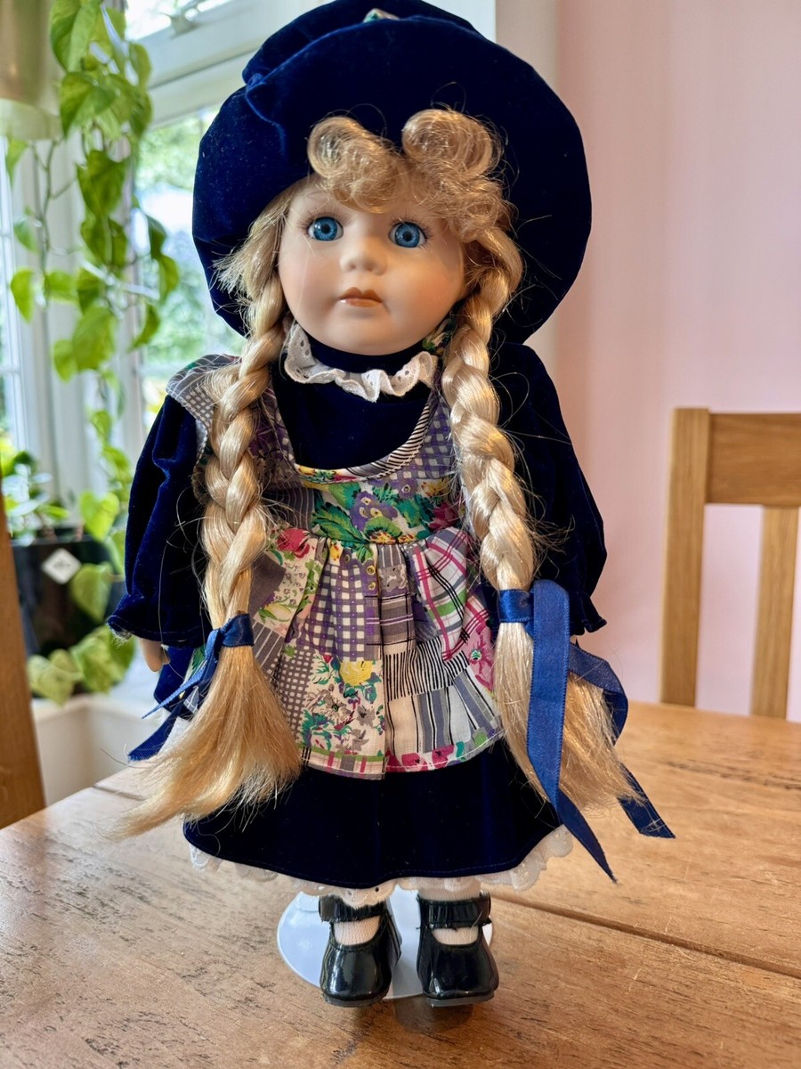 Vintage Collectors porcelain doll 1990s blond hair blue eyes UK