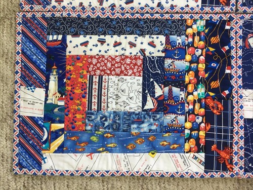 Set 4/8 placemats Handmade Pieced quilted reversible nautical 14x19 lighthouse - Picture 5 of 6