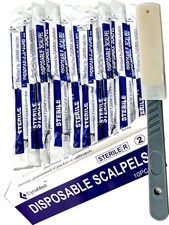 New Disposable Scalpel Blades With Plastic Handle ( Box of 10 ) Sterile Surgical