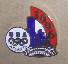 VINTAGE 100TH OYMPICS PIN - ATLANTA 1996 STADIUM AND SKYLINE