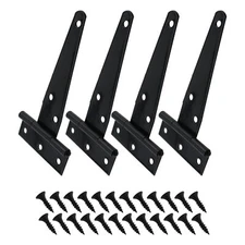 4PCS 4 Inch Cabinet Hinge Barn Door Hinge Tee Hinge Black T Hinge Door and Wi...