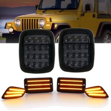 For Jeep Wrangler Tj 1997-2006 16 Led Tail Lights Bumper Side Marker Turn Lamp