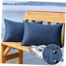 Outdoor Waterproof Throw Pillow Covers 20" x 12" Pack of 2 Navy Blue