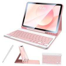 for iPad 11th 10th Generation Case with Keyboard with Pencil Stylus Pen Pink