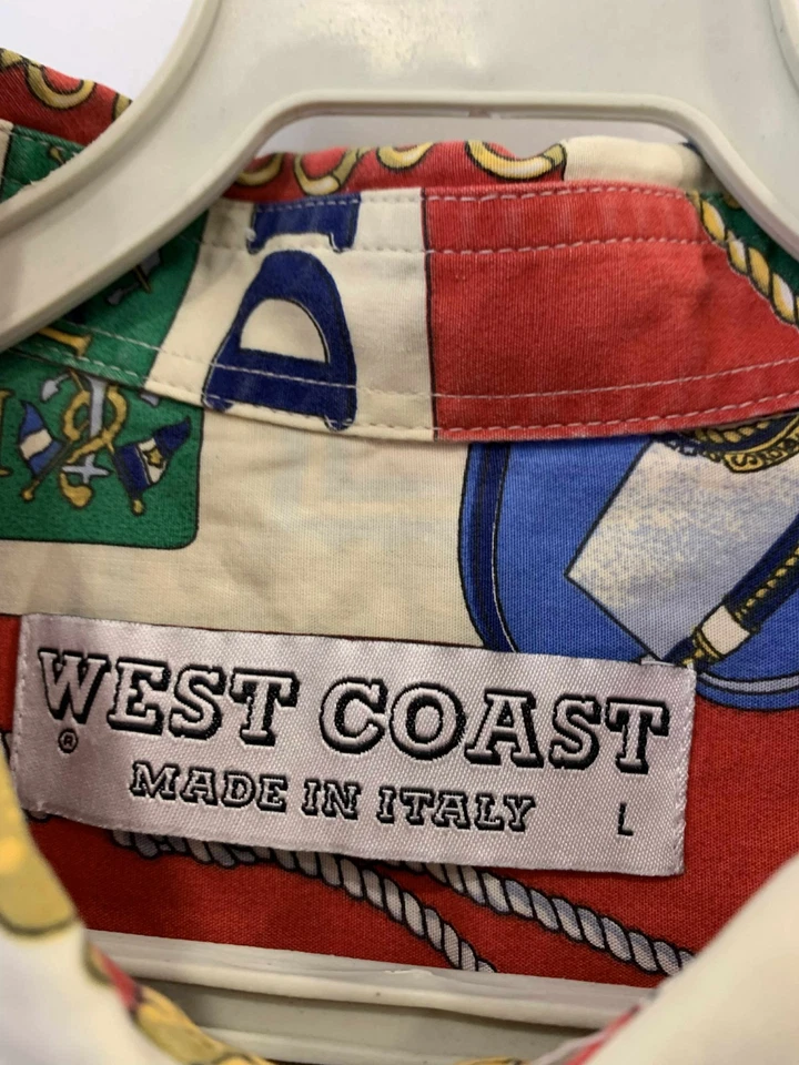 Camisa Estampada Náutica Vintage Costa Oeste Hecha en Italia Cape Cod Almirante Talla L #C8 Foto 3 de 4