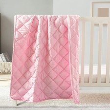 1 PC Down Alternative Toddler Comforter Quilted Blanket Crib Stroller Pink