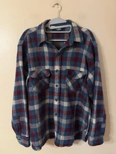 Vintage Woolrich Wool Blend Heavyweight Flannel Shirt Shacket USA Plaid Size L