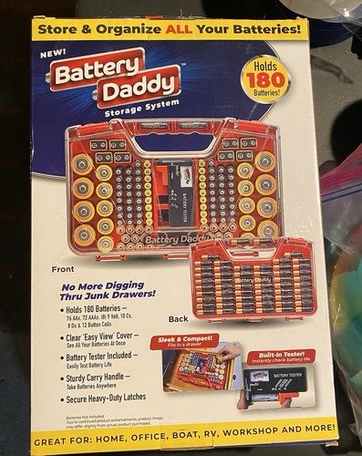 180 Battery Daddy Storage System Caddy Organizer with Case and Tester NIB - Picture 2 of 3