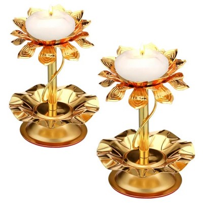 2 Stück Diwali--Kerzenhalter, Metall-Diya für Diwali Pooja, -Ghee-Lampe, Ke1116