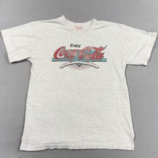 Vintage Coca-Cola Shirt Mens Large Gray Enjoy Soda Logo Graphic Tee 1990 90s