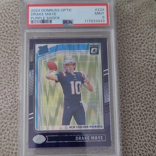 2024 Panini Donruss Optic Drake Maye Patriots #229 Purple Shock PSA 9