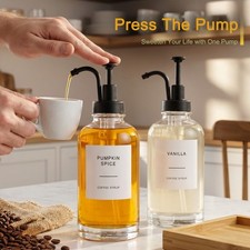 2xCoffee Syrup Dispenser, Syrup Dispenser, Syrup Dispensers 500ml Glass Bottles