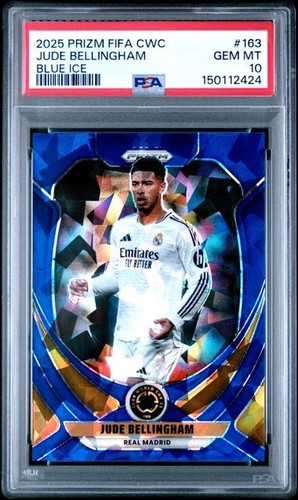 2025 PANINI PRIZM FIFA CLUB WORLD CUP #163 JUDE BELLINGHAM BLUE ICE /175 PSA 10