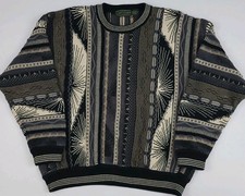 Vintage Multicolor 3D Texture Pattern Knit Sweater Unique Heavy Cotton CB Coogi
