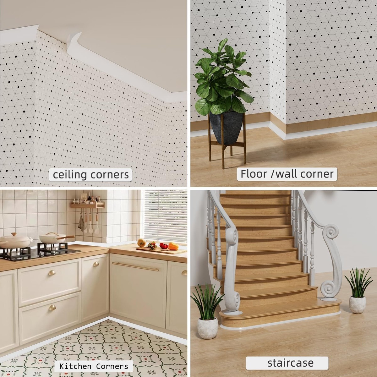 79 Inch Flexible Self-Adhesive Quarter Round Molding Trim - Peel And Stick Rubber Edge Trim For Floors, Walls, Corners & Countertops