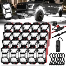 20 Pods 540 LED Pure White Rock Lights Kit with Switch Wiring Harness, 20 pods