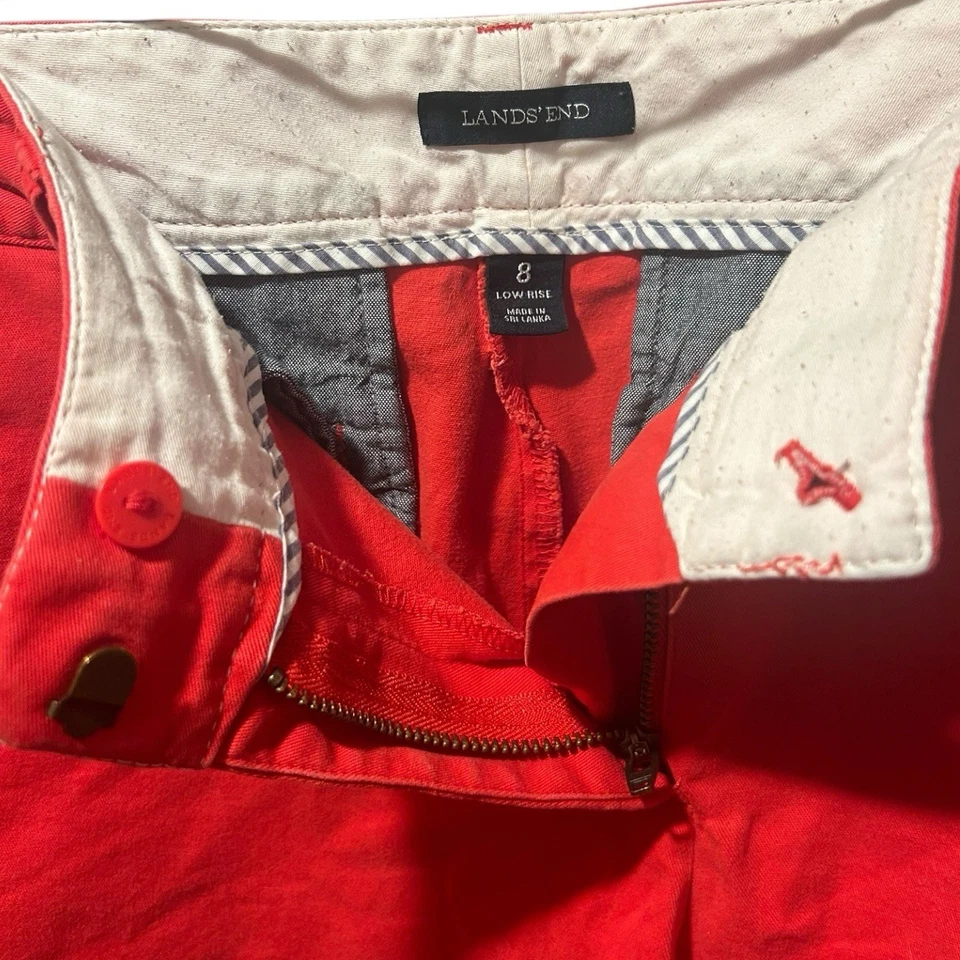Lands End Burnt Red Fit 2 Talla Pantalones cortos chinos de tiro bajo para mujer 8 Foto 3 de 3