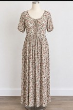 Vintage NWT Floral Maxi Dress Prairie Boho Cottagecore Short Sleeve