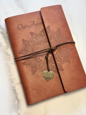 Brown Refillable Journal Notebook Butterfly Design Heart Charm