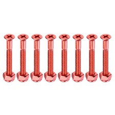 8pcs, Skateboard Mounting Hardware 1.75" Carbon Steel Screws Bolts Red