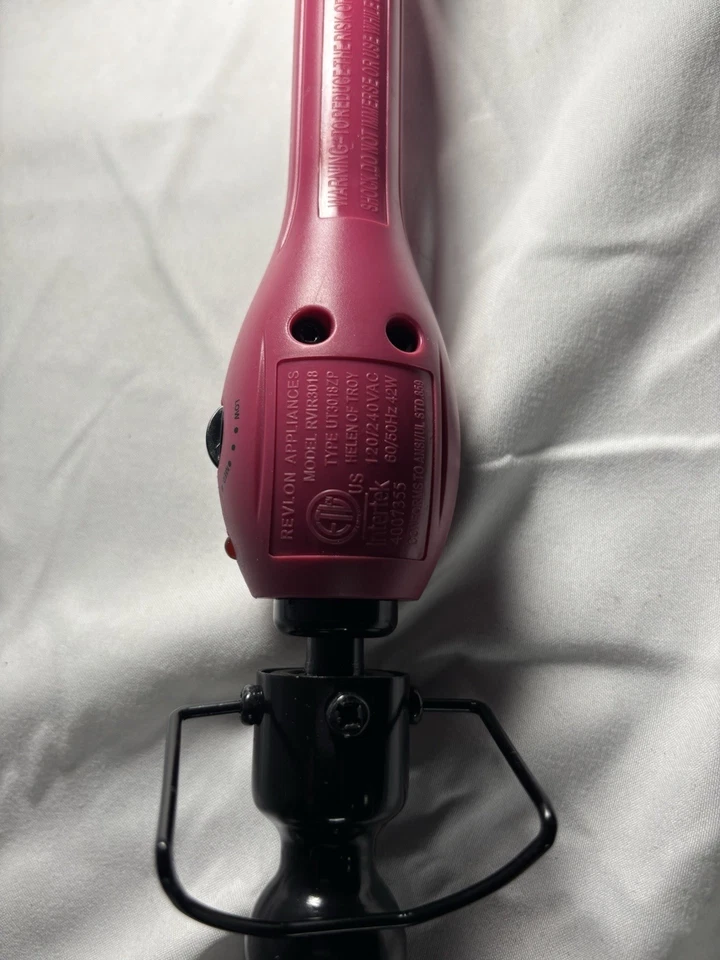 REVLON CURLING IRON Textured Tapered Hair STYLING WAND Pink On OFF Long Cord - Image 4 of 4