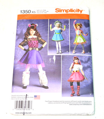 Uncut Simplicity COSTUME Pattern 1350 K5 Girl's MONSTER HIGH Sz 7-14