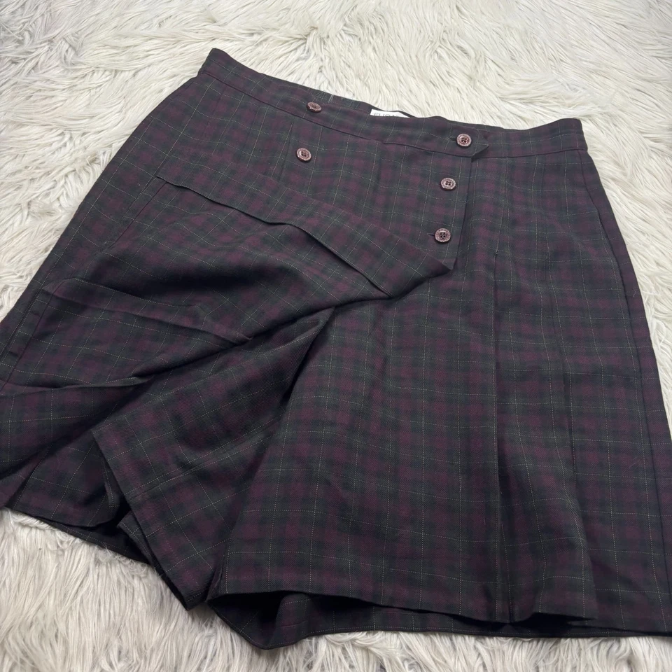 Vintage 90's Liz Claiborne Women's 14 Dark Plaid Pleated Skort Academia Grunge - Image 3 of 4