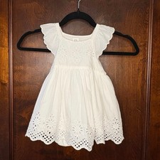 Baby Gap Eyelet Cotton Dress  Diaper Cover Baby Girl 6-12M  White Cotton NWT