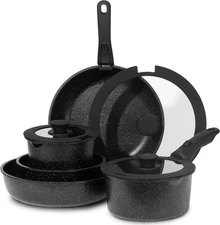 ESLITE LIFE Nonstick Cookware Sets with Detachable Handle,Ceramic Coating Pots a