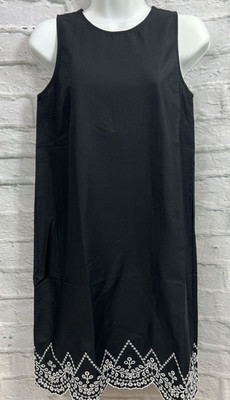 LOFT Etuikleid schwarz Tunika Größe UK 4 Stickerei Jakobsmuschelsaum neu mit Etikett Dark Academia