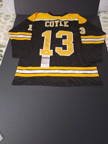 CHARLIE COYLE SIGNED BOSTON BRUINS CUSTOM BLACK HOCKEY JERSEY JSA COA