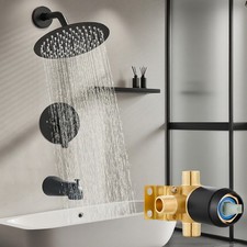 Bathroom Tub Shower Faucet Set Black Bathtub Faucet Set with Rough-in Valve Trim