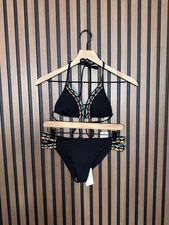 New L Space Bikini Matching Set S / M Womens Black Night Tribe Cut Out 2 Piece