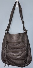 Stone Co. Women s Shoulder Handbag Gray Faux Leather Zip Pockets