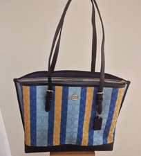 Coach Mollie Tote Signature Jacquard with Stripes Blue and Gold NWOT