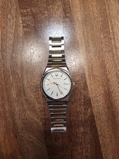 Bulova Men's Dress Watch Two-Tone Stainless Bracelet White Textured Dial Date