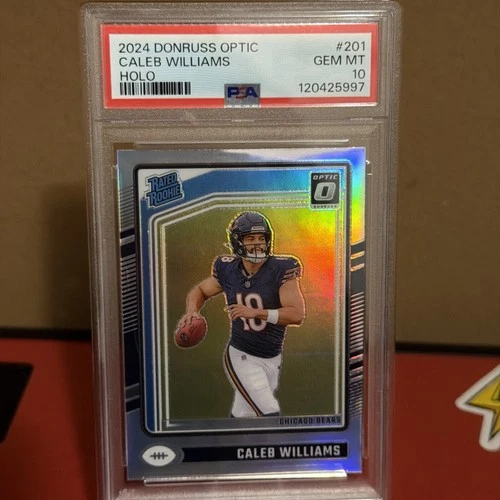 CALEB WILLIAMS PSA 10 2024 PANINI DONRUSS OPTIC #201 HOLO RATED ROOKIE BEARS 132