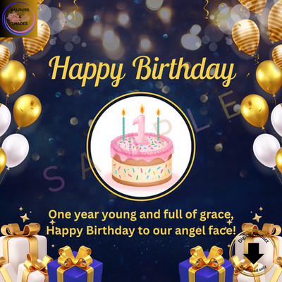 First Birthday New  Digital Birthday Card Printable shareable