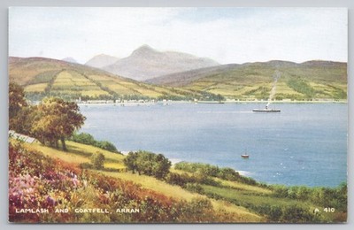 Arran Lamlash & Goatfell Mountain; Brian Gerald Kunst Farbpostkarte ca. 1940er