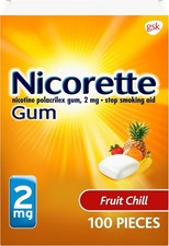 Nicorette Nicotine Gum Fruit Chill 2mg 100ct Quit Smoking Stop Smoking Aid