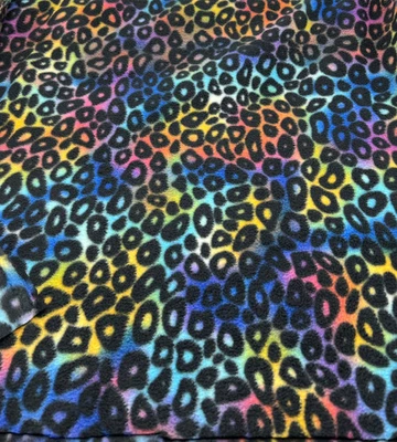Rainbow Leopard Printed Anti-Pil Polar Fleece Fabric Blanket Loungewear