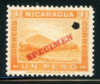 NICARAGUA MNH ABNCo SPECIMEN Specialized: MAXWELL #160 1P Yellow Momotombo $$$