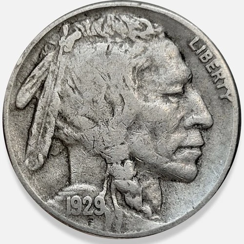 1929-S Buffalo Nickel 5c Fine F+ * Original Surfaces * 1929S #4