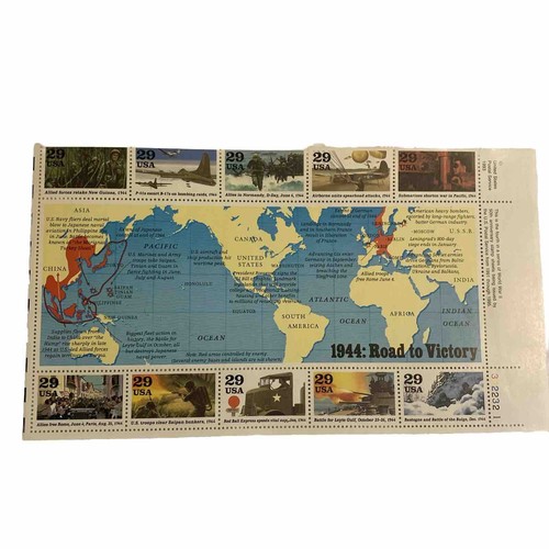 29/32 cent World War 2 STAMPS 1941-42 7 Of Full Sheet of 20 With Folder 1991-95 - Picture 7 of 12