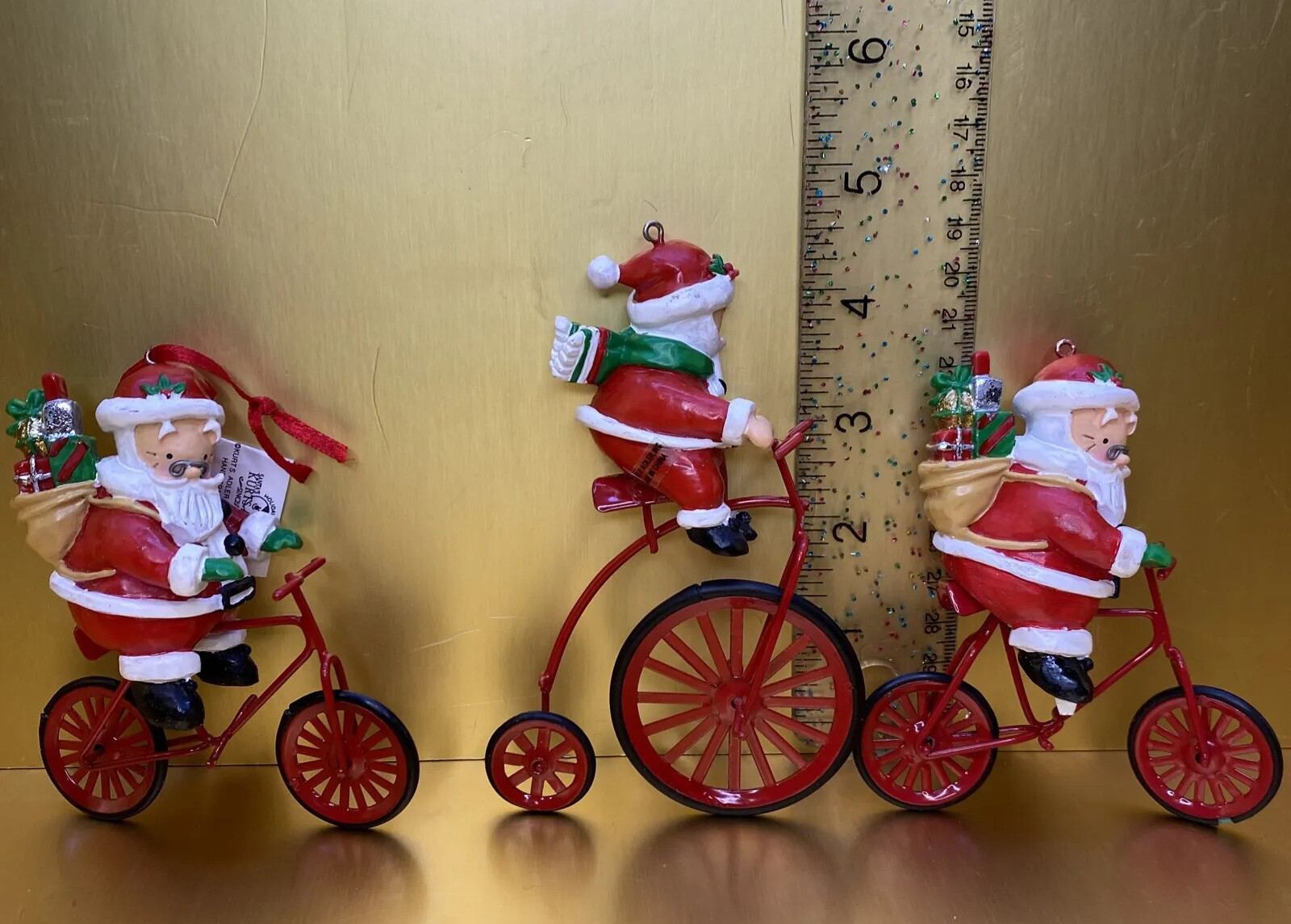 Christmas Ornaments Santa Bicycle Kurt S Adler Penny Farthing Santa&rsquo;s World X3